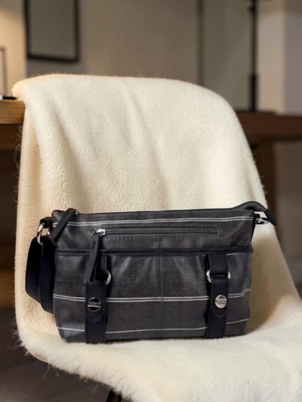 Rosetti Gray Faux Leather Crossbody Bag